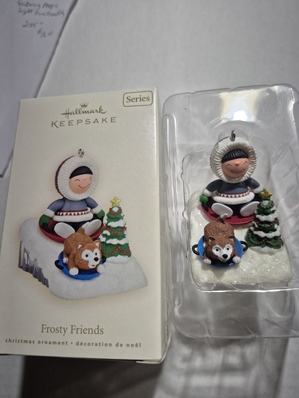 Vtg. 2008 Hallmark Frosty Friends Ornament - White, Red, Green, Blue, Brown